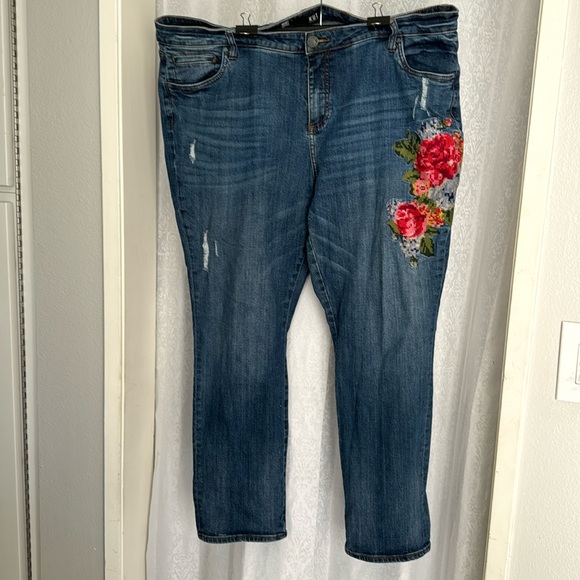 KUT FROM THE KLOTH EMBROIDERED JEANS Sz: 22 - Picture 1 of 11